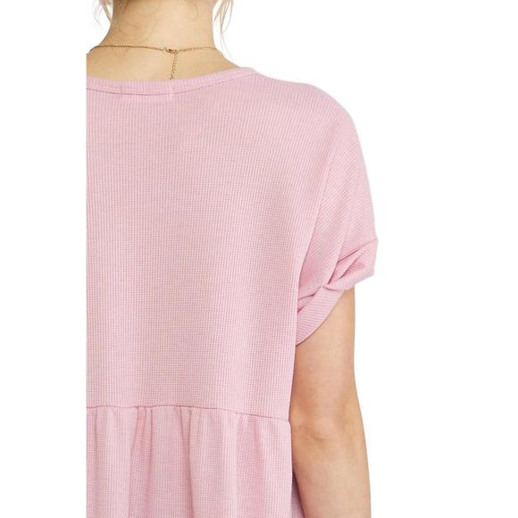 NEW ENTRO waffle knit babydoll top in pink - Picture 6 of 7